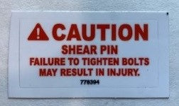 After Market Sumner 778394 Caution Shear Pin Decal