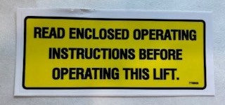 After Market Sumner 778906 Read Operatoring Instructions Decal