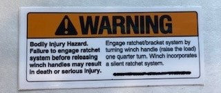 Warning Engaging Ratchet System Decal