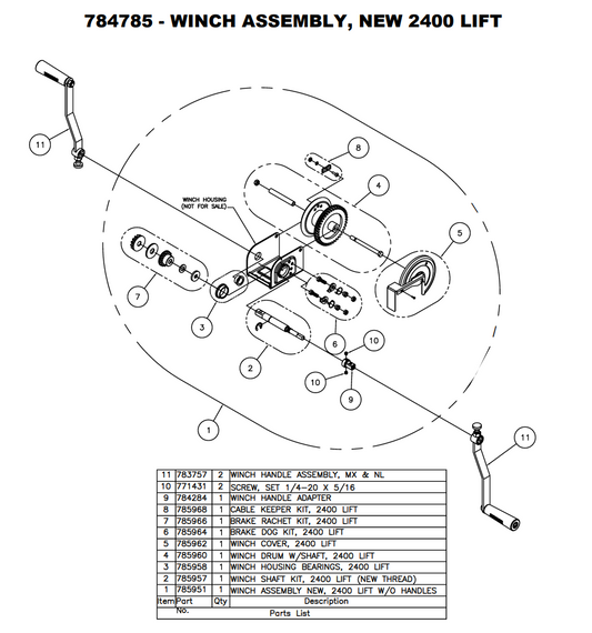 Sumner 784785 WINCH ASSEMBLY 2400 LIFT WITH TWO HANDLES