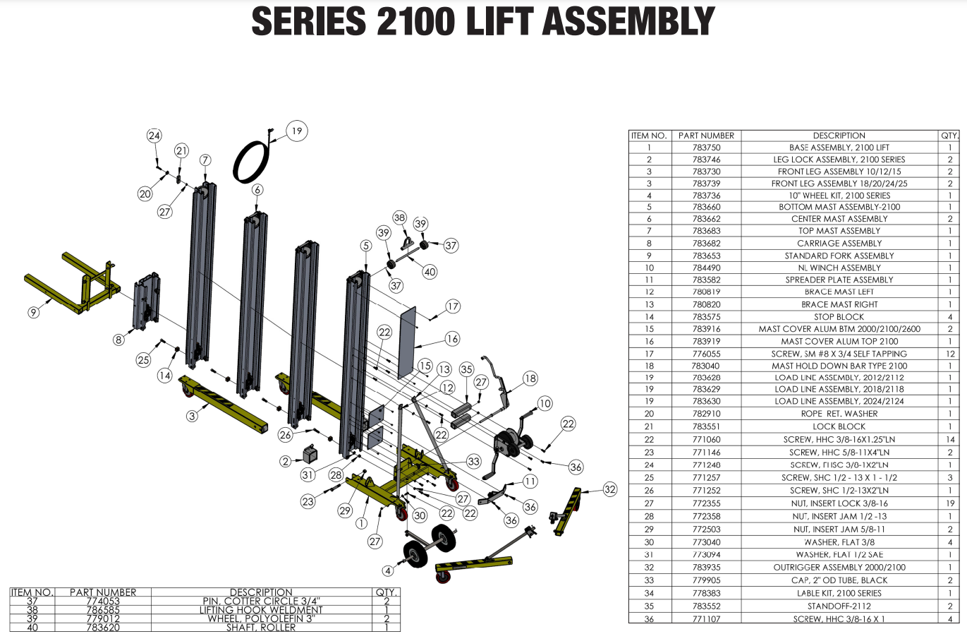 Sumner 783750 BASE ASSEMBLY, 2100 LIFT