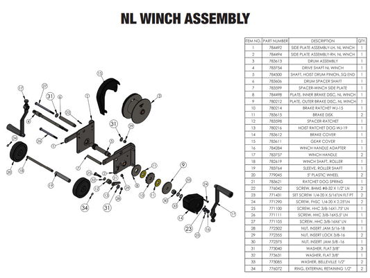 Sumner 784492 SIDE PLATE ASSEMBLY - LH, NL WINCH