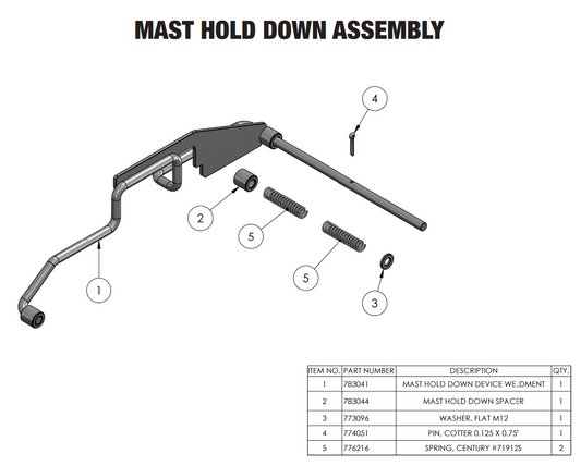 Sumner 783041 MAST HOLD DOWN WELDMENT