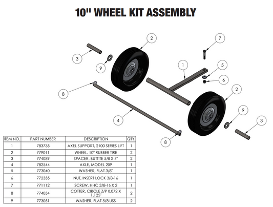 Sumner 783735 AXLE SUPPORT, 2100 SERIES LIFT