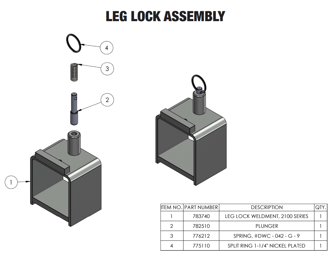 Sumner 783740 LEG LOCK WELDMENT, 2100 SERIES