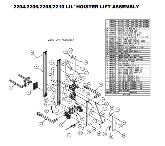 Sumner 784220 BASE ASSEMBLY, 2200 LIFT