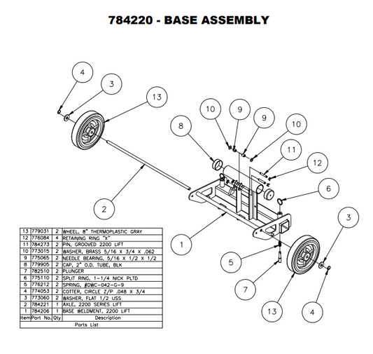 Sumner 784206 BASE WELDMENT, 2200 LIFT