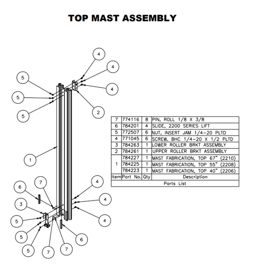 Sumner 784225 MAST FABRICATION, TOP 55"