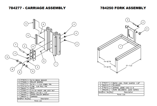 Sumner 784245 FORK WELDMENT, 2200 SERIES